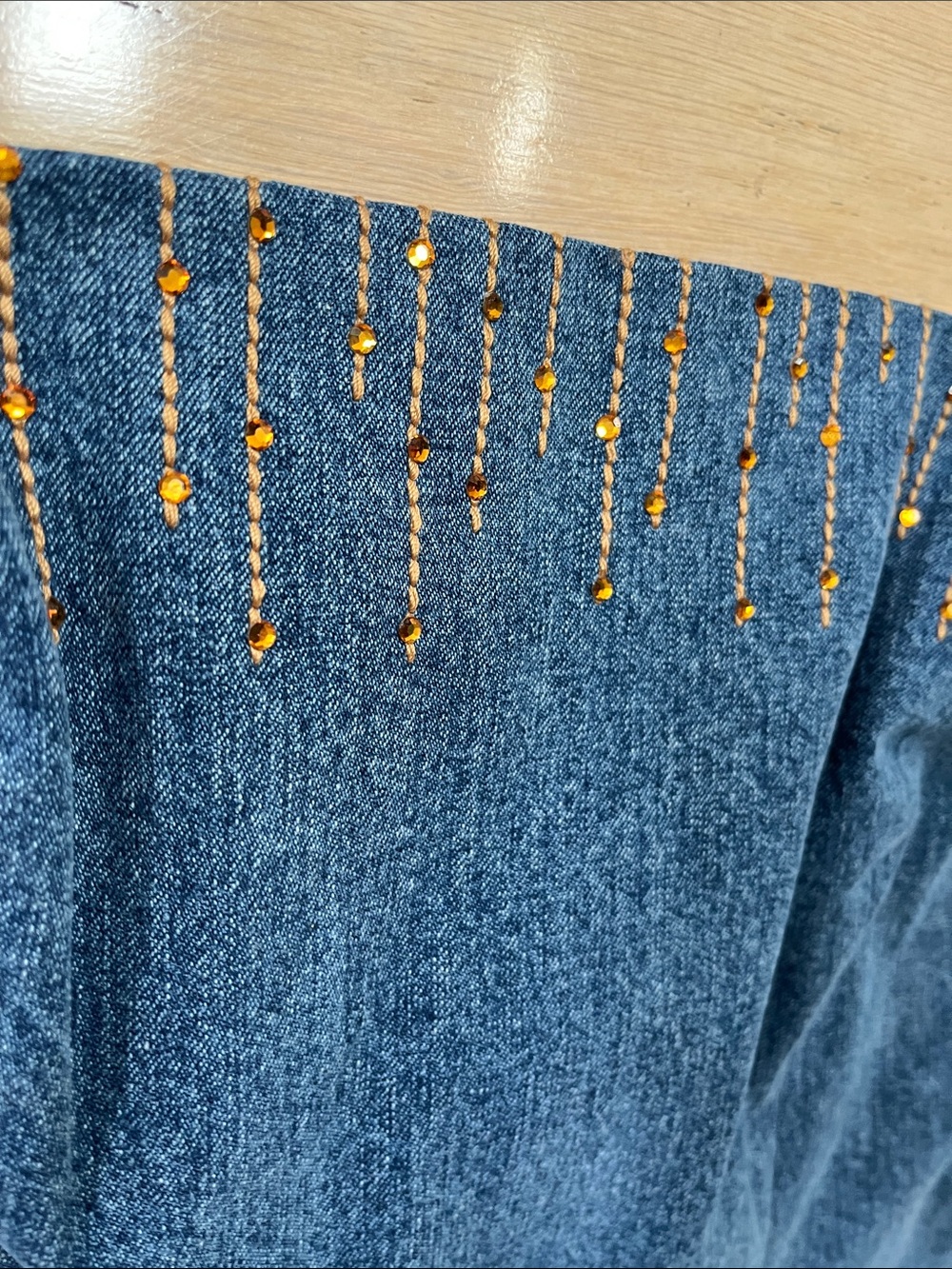 Vintage Rare St. John Sport by Marie Gray Blue Denim Amber Crystal Beaded Camiso - Picture 7 of 16
